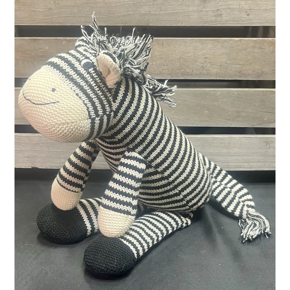 17" ICE KING BEAR KNITTED BLACK +‎ WHITE ZEBRA SCENTED STUFFED ANIMAL PLUSH TOY
